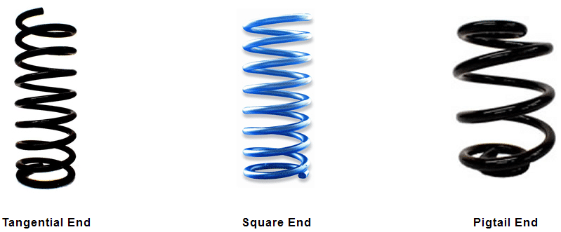 Tangential, Square, and Pigtail end coil springs